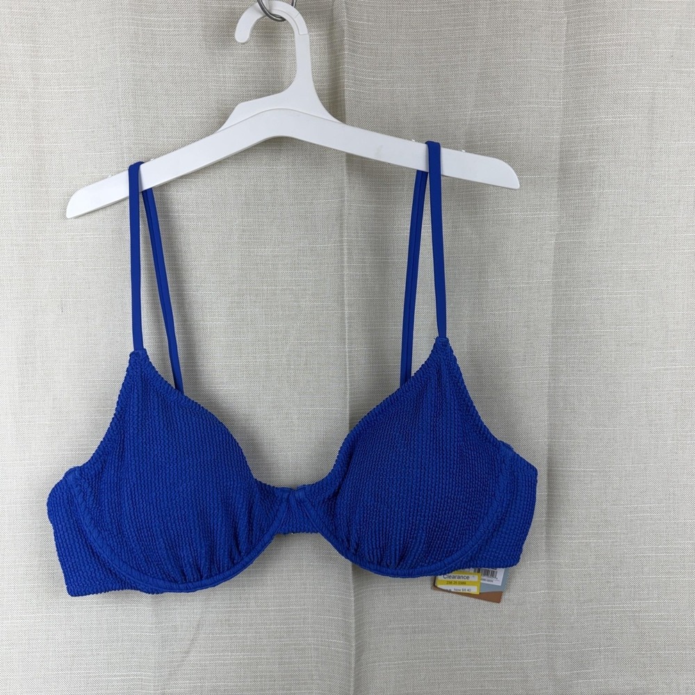 Shade & Shore Bikini Top Womens XL 16‎ Blue Textured Underwire Padded Swim NWT